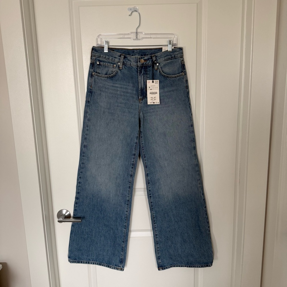 NWT zara zw collection wide leg low rise jeans - 27 runs big - Picture 2 of 10